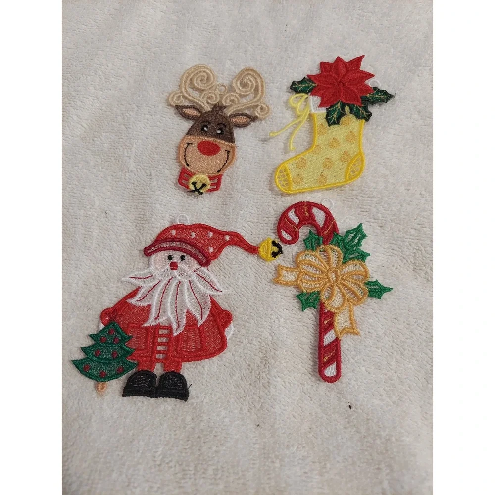 Christmas Embroidered Applique Lot Santa Reindeer‎ Candy Cane Holiday Craft